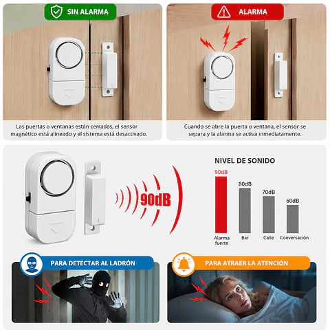 Alarma de seguridad inalámbrica para puertas y ventanas