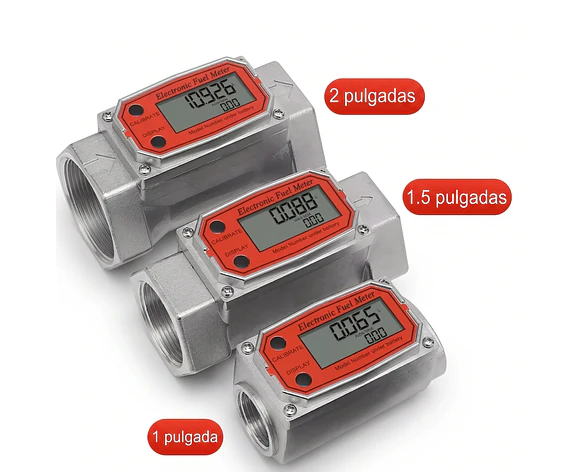 Medidor de Flujo de Turbina Digital LCD Alta Precisión para Combustible, Agua y Aceite 1