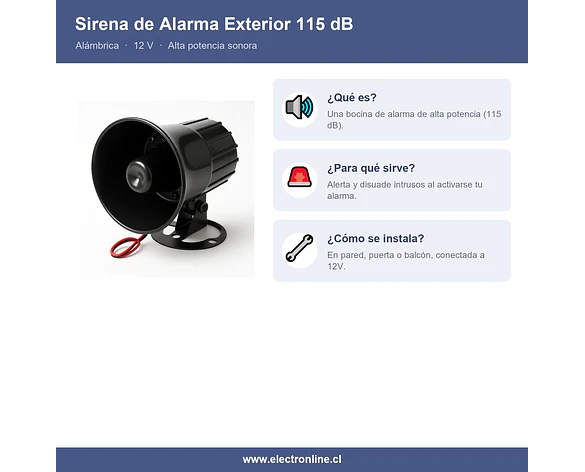 Sirena alarma exterior 12V 15W alta potencia