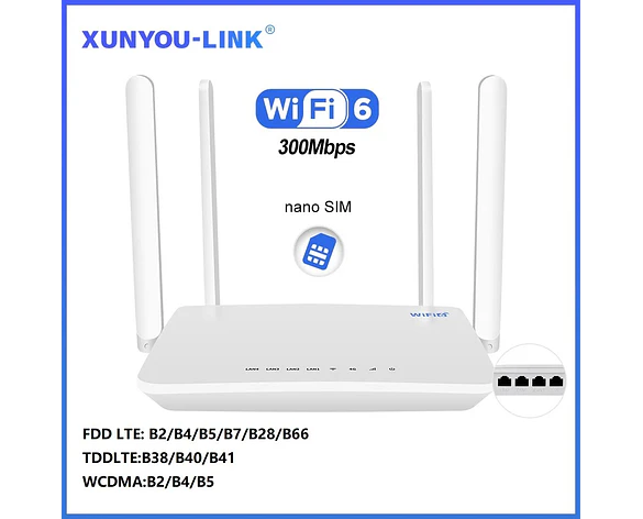 Router WiFi 4G LTE 300Mbps para 32 Dispositivos