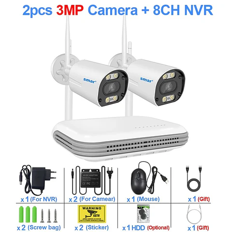 Sistema CCTV Inalámbrico 8 Canales 3MP HD