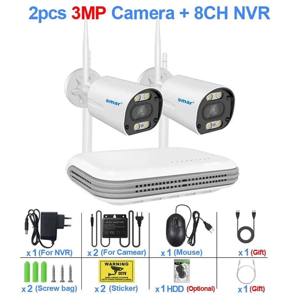 Sistema CCTV Inalámbrico 8 Canales 3MP HD 1