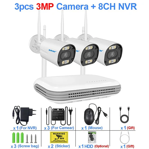 Sistema CCTV Inalámbrico 8 Canales 3MP HD