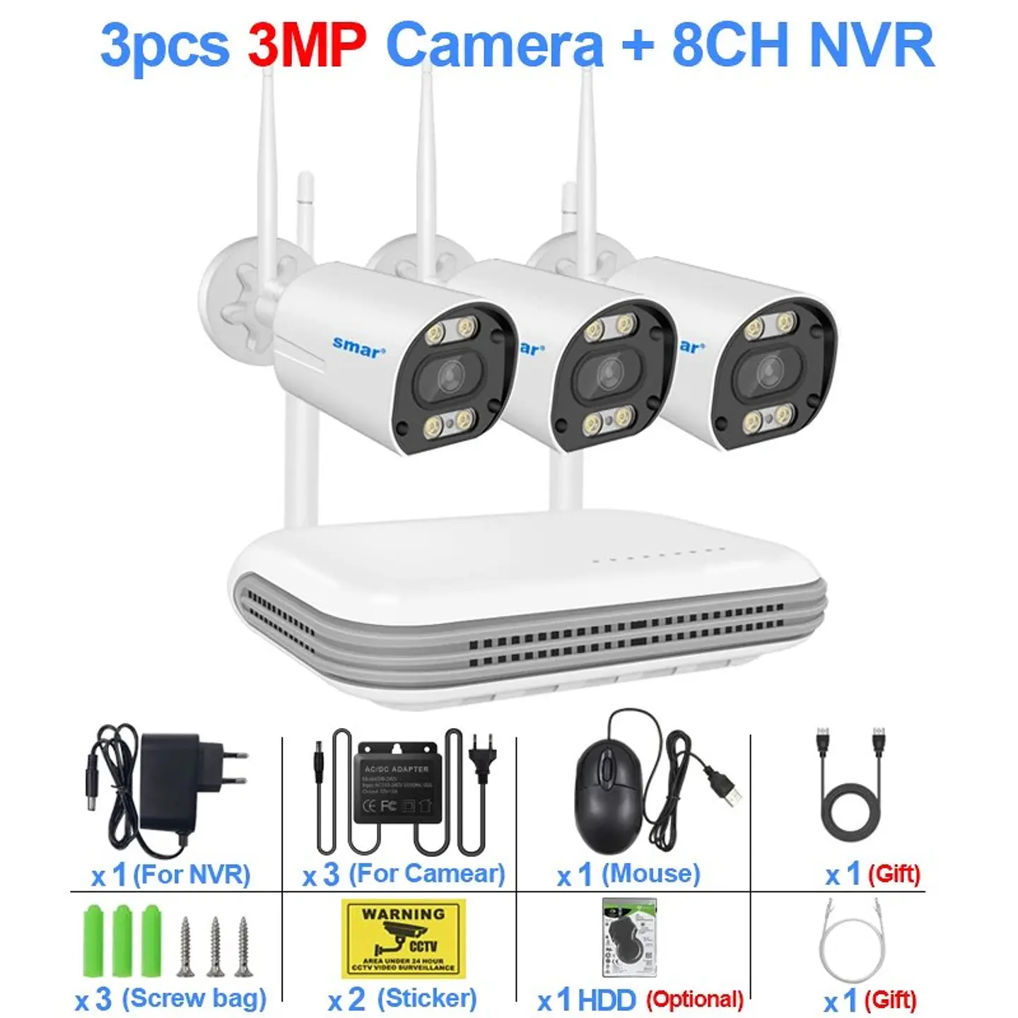 Sistema CCTV Inalámbrico 8 Canales 3MP HD 2