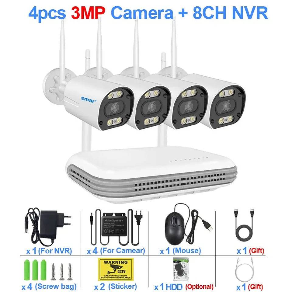 Sistema CCTV Inalámbrico 8 Canales 3MP HD 3
