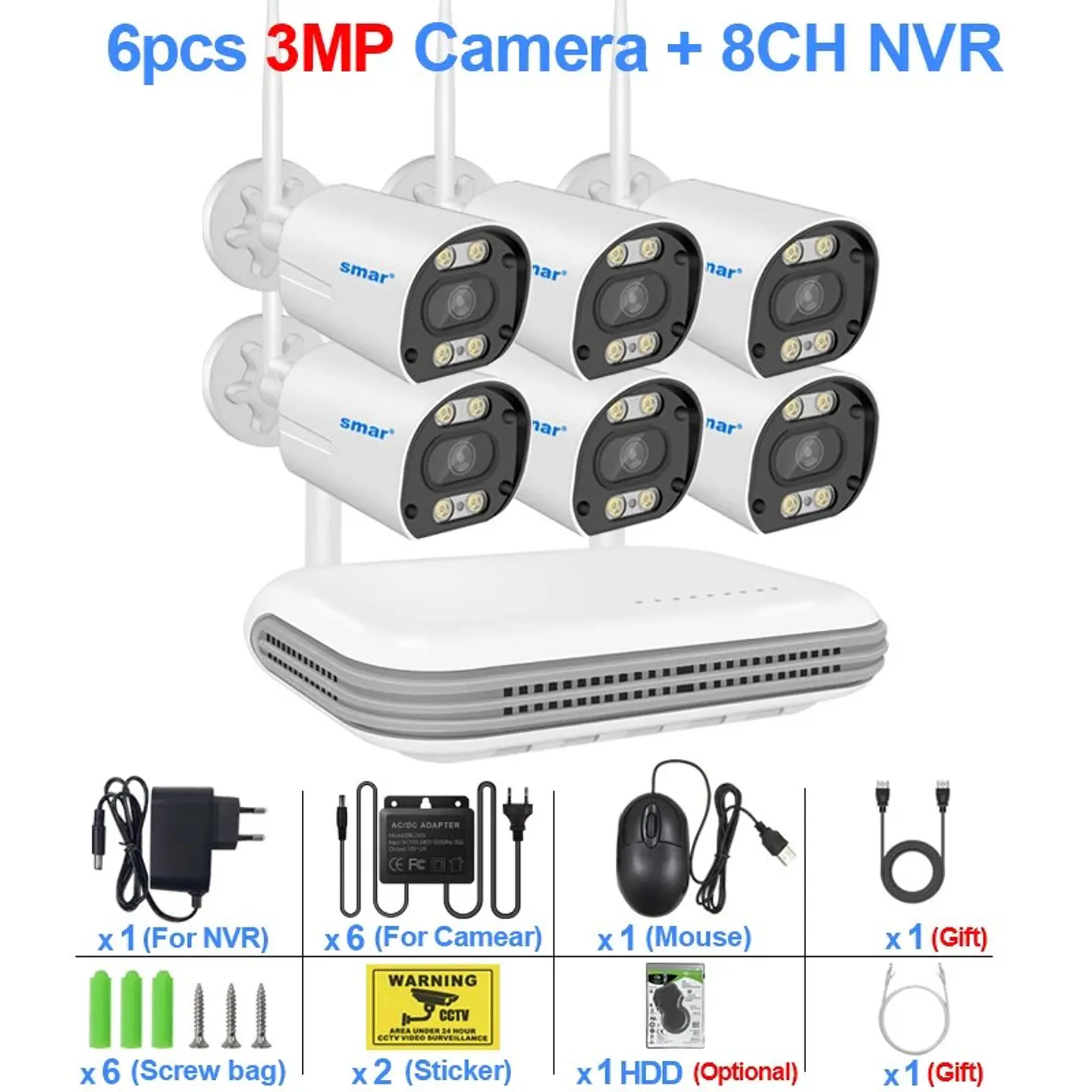Sistema CCTV Inalámbrico 8 Canales 3MP HD 4