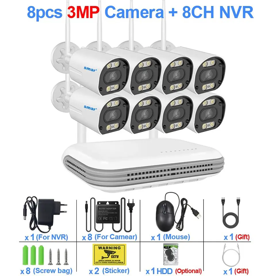 Sistema CCTV Inalámbrico 8 Canales 3MP HD 5