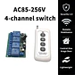 Interruptor de Control Remoto Inalámbrico 4 Canales RF 433MHz AC 85-256V 10A - Miniatura 1