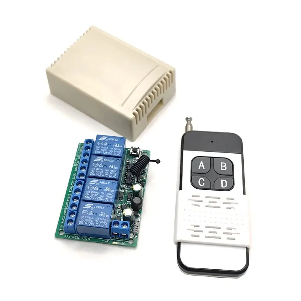 Interruptor de Control Remoto Inalámbrico 4 Canales RF 433MHz AC 85-256V 10A 8