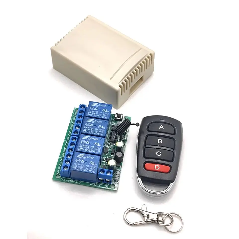 Interruptor de Control Remoto Inalámbrico 4 Canales RF 433MHz AC 85-256V 10A 10