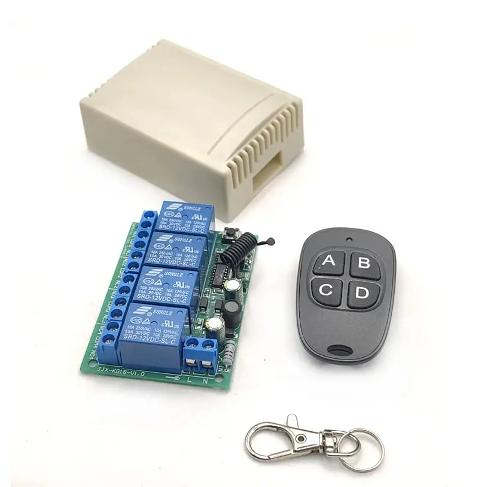 Interruptor de Control Remoto Inalámbrico 4 Canales RF 433MHz AC 85-256V 10A 11