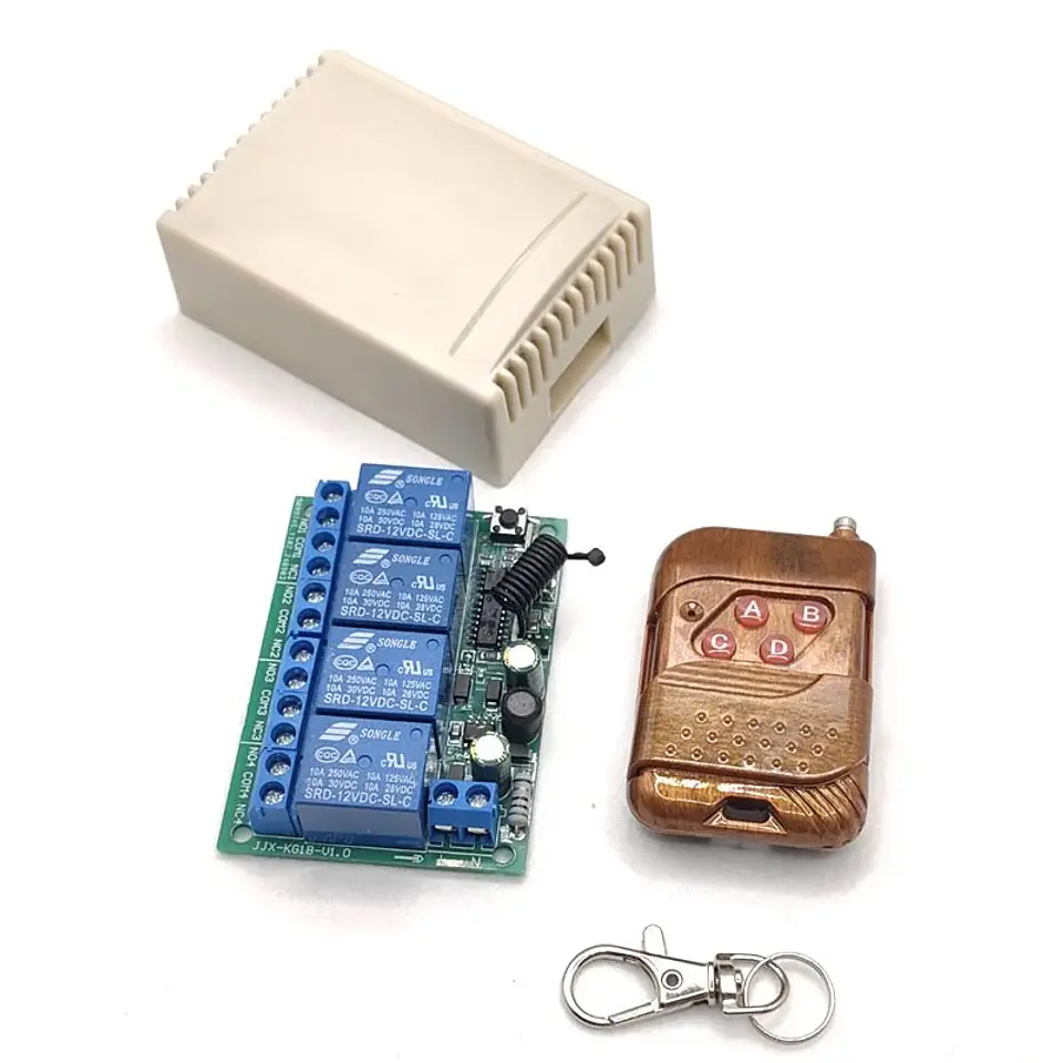 Interruptor de Control Remoto Inalámbrico 4 Canales RF 433MHz AC 85-256V 10A 12