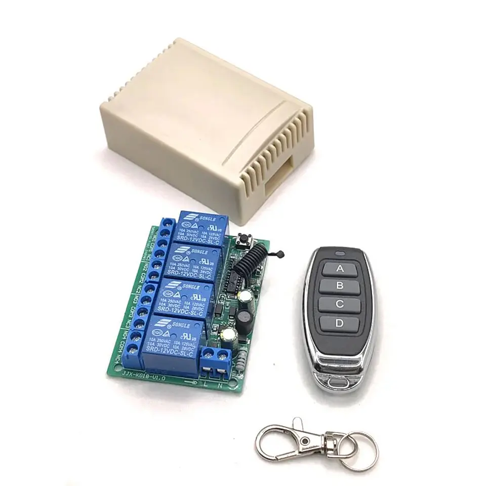 Interruptor de Control Remoto Inalámbrico 4 Canales RF 433MHz AC 85-256V 10A 13
