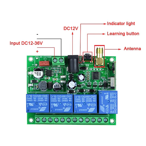 Interruptor remoto inalámbrico 4CH 433MHz