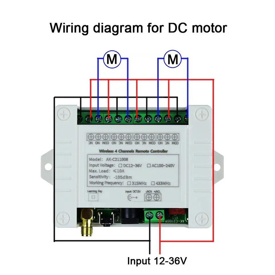 Interruptor remoto inalámbrico 4CH 433MHz 3