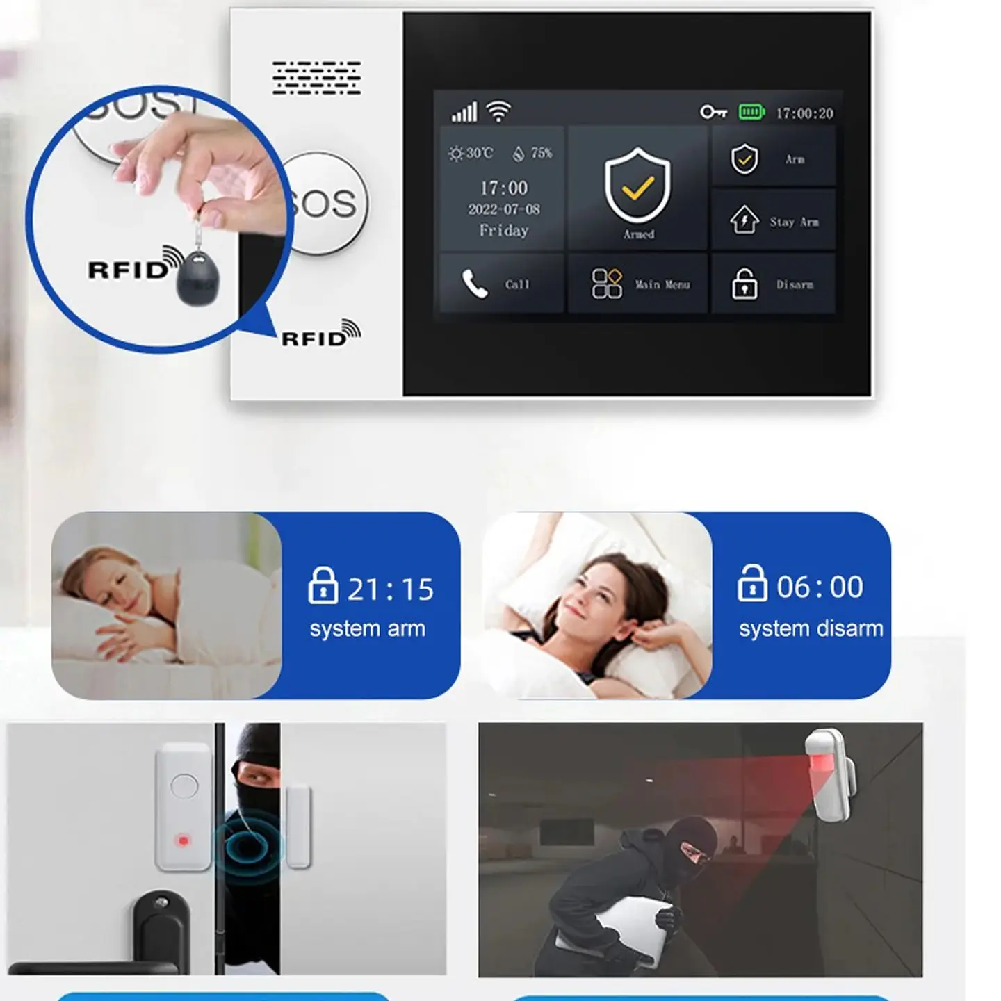 Sistema de alarma antirrobo para hogar inalámbrico 4
