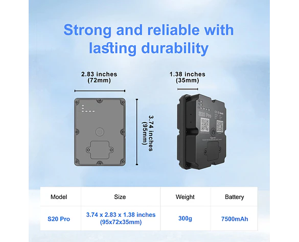 Rastreador GPS 4G WanWayTech S20 Pro - Batería 7500mAh, Tiempo Real e Historial