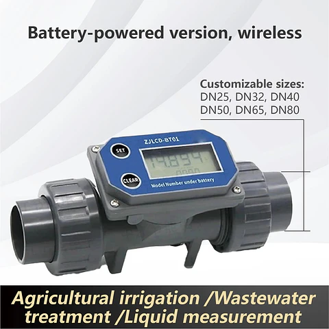 Medidor de Flujo Digital PVC Tipo Turbina DN15-DN80 - Pantalla LCD y Salida NPN