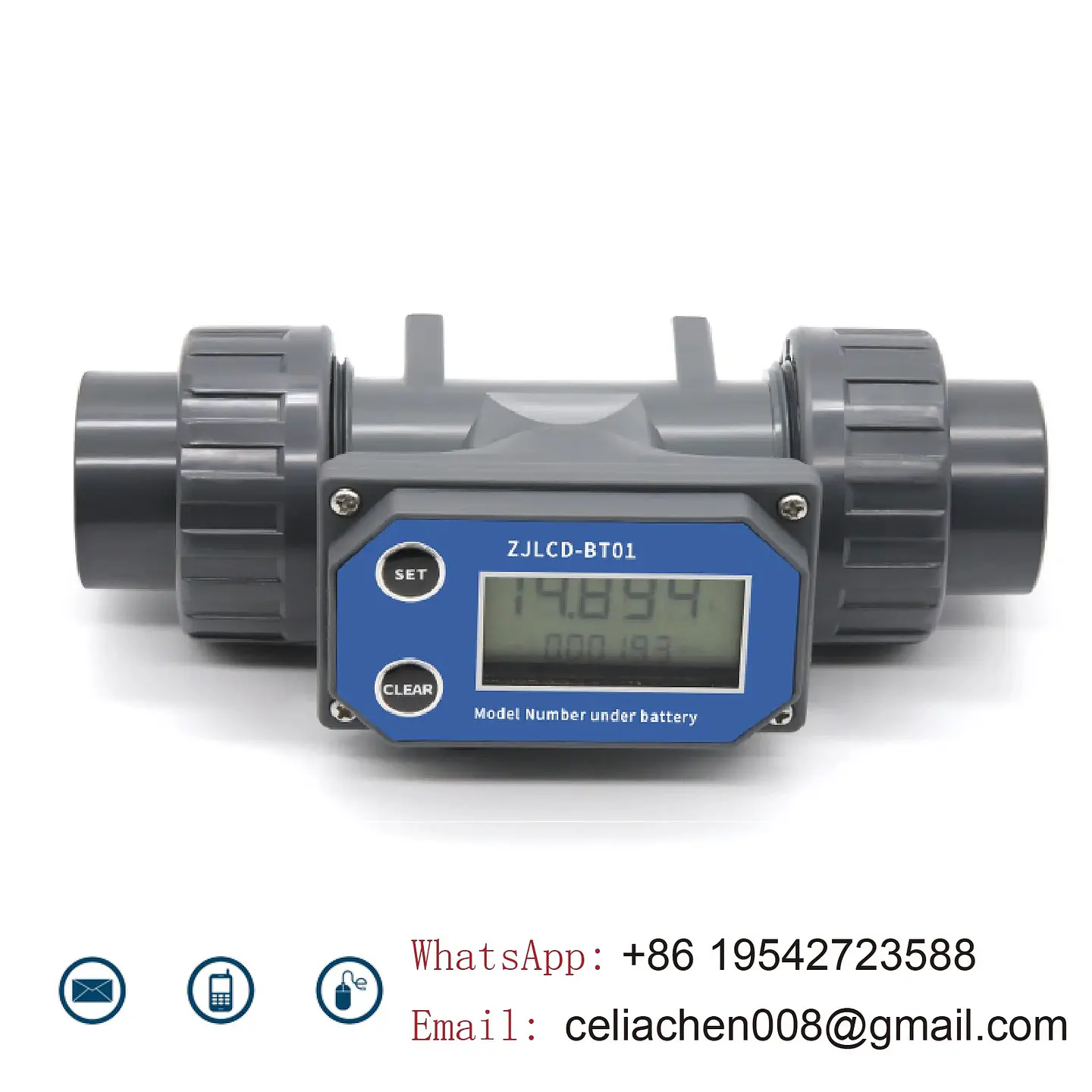 Medidor de Flujo Digital PVC Tipo Turbina DN15-DN80 - Pantalla LCD y Salida NPN 6