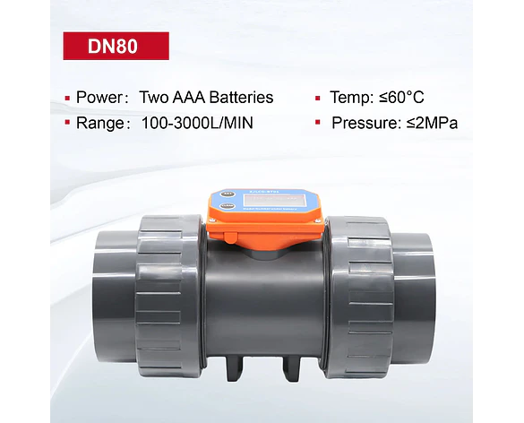Medidor de Flujo Digital PVC Tipo Turbina DN15-DN80 - Pantalla LCD y Salida NPN