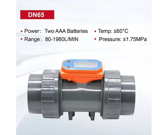 Medidor de Flujo Digital PVC Tipo Turbina DN15-DN80 - Pantalla LCD y Salida NPN