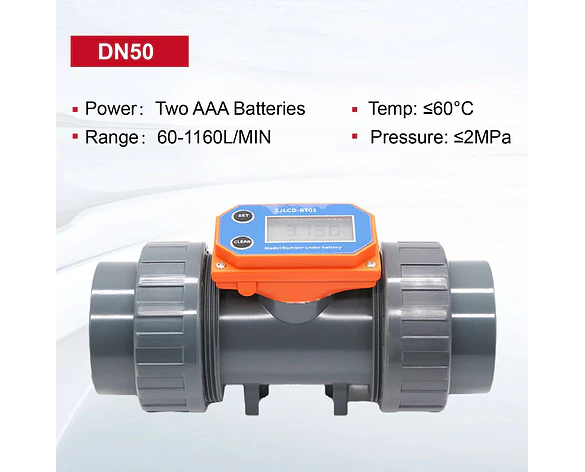 Medidor de Flujo Digital PVC Tipo Turbina DN15-DN80 - Pantalla LCD y Salida NPN