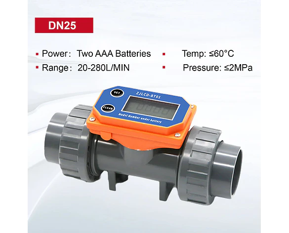 Medidor de Flujo Digital PVC Tipo Turbina DN15-DN80 - Pantalla LCD y Salida NPN