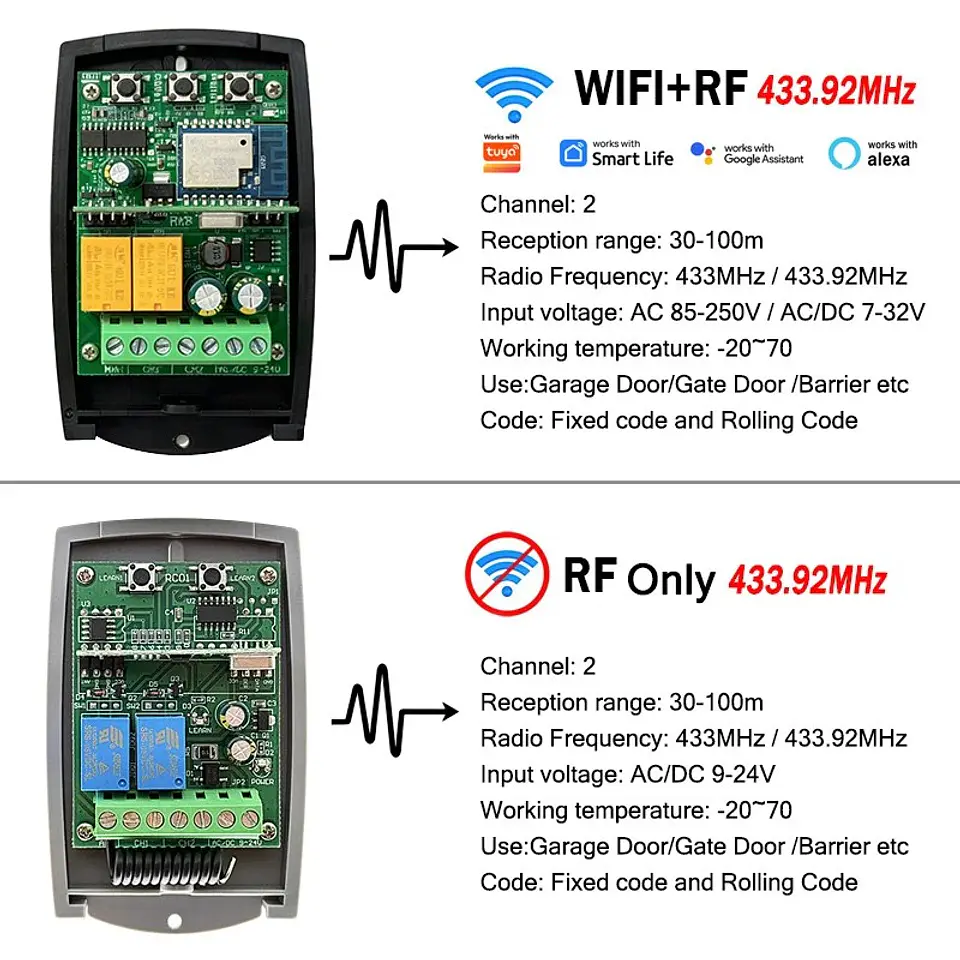 Módulo interruptor inteligente WiFi 433MHz 2