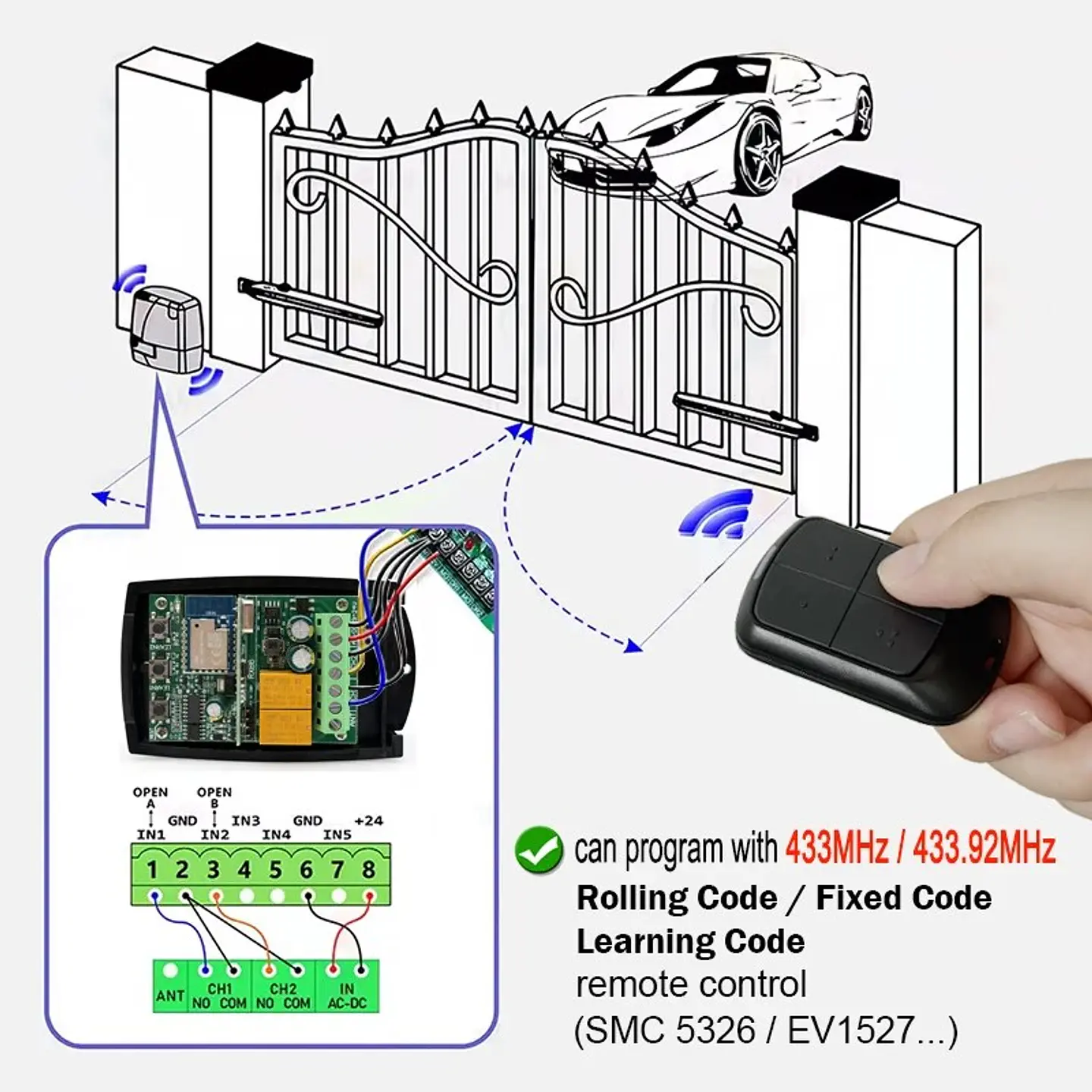 Módulo interruptor inteligente WiFi 433MHz 6