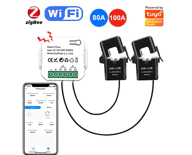 Medidor de energía inteligente WiFi Zigbee 100A 80A
