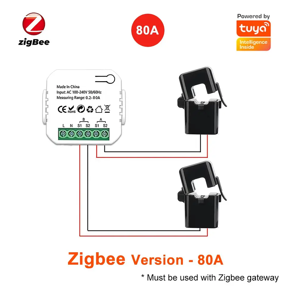 Medidor de energía inteligente WiFi Zigbee 100A 80A 7