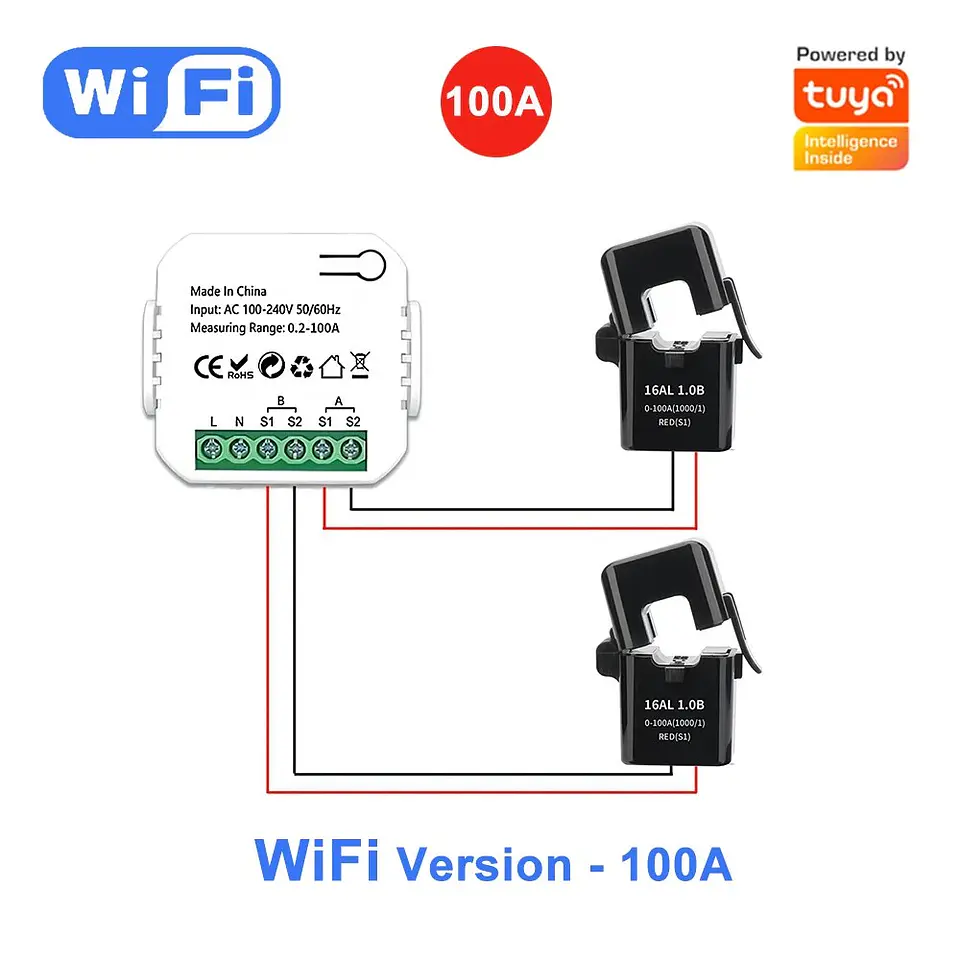 Medidor de energía inteligente WiFi Zigbee 100A 80A 8