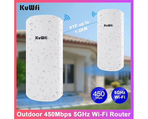 Puente WiFi Exterior 450Mbps 5GHz de Largo Alcance