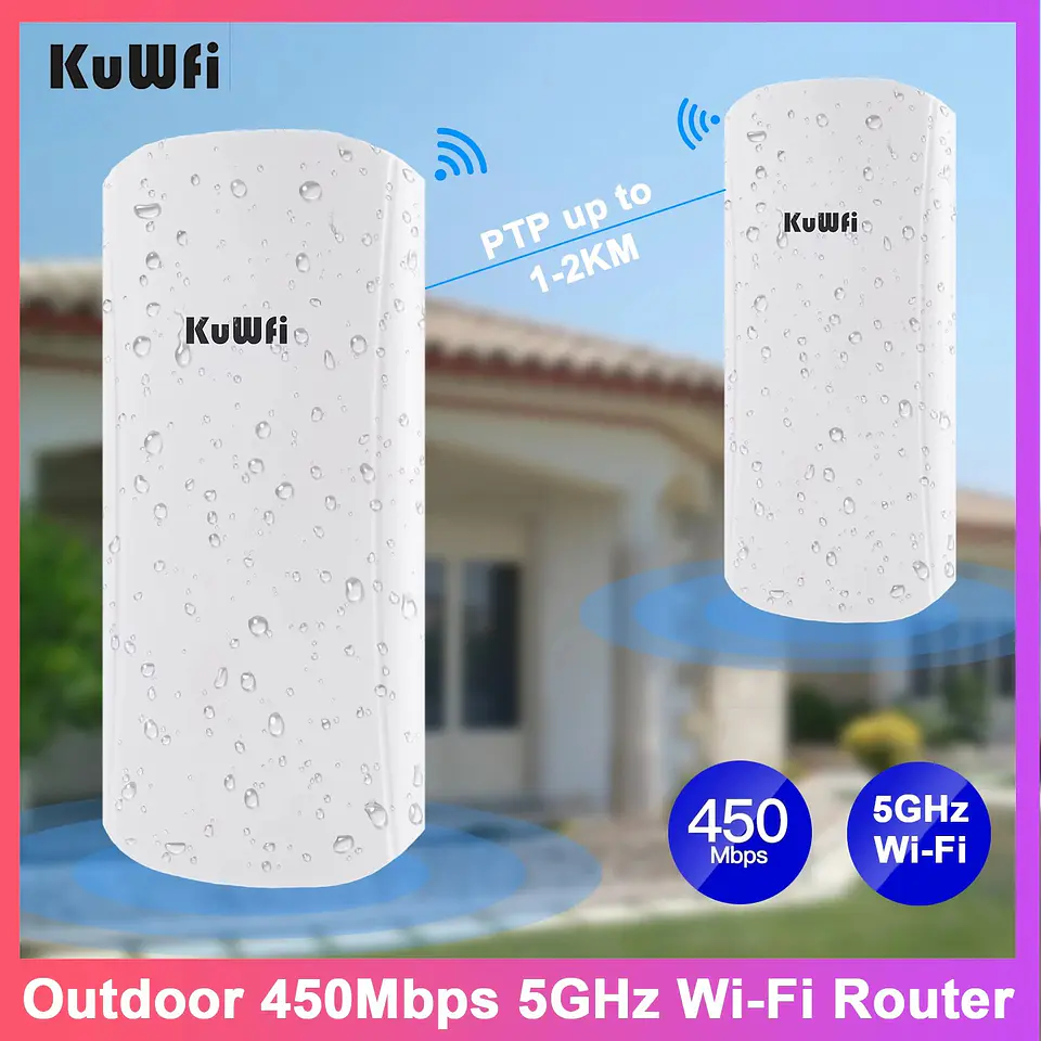 Puente WiFi Exterior 450Mbps 5GHz de Largo Alcance 1