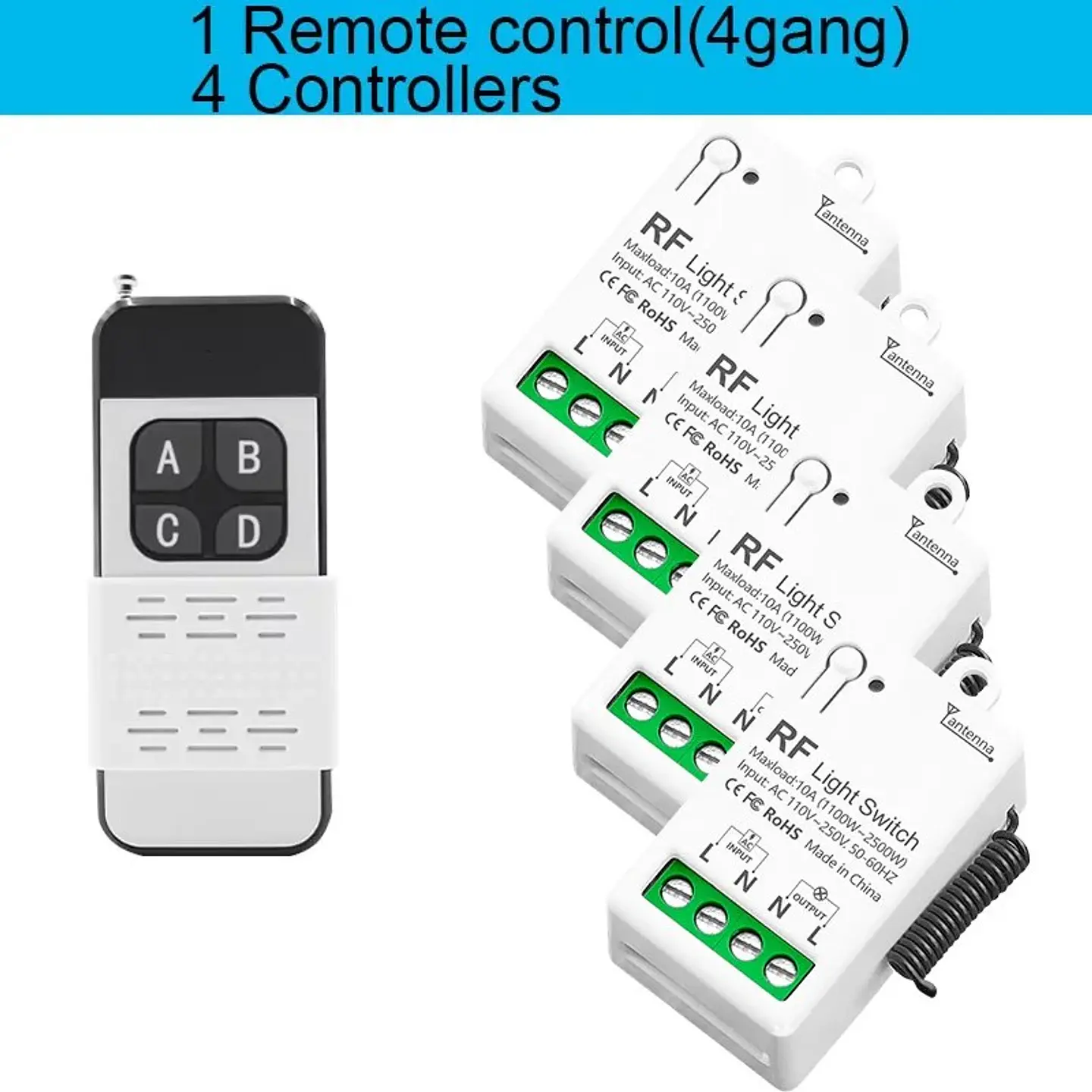 Interruptor Control Remoto Inalámbrico 433Mhz 8