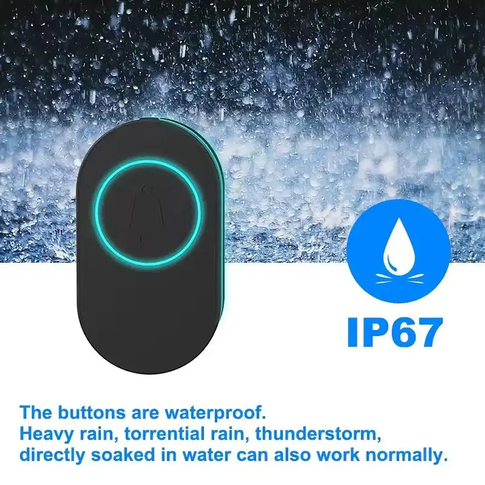 Botón de timbre inalámbrico impermeable 433MHz 1