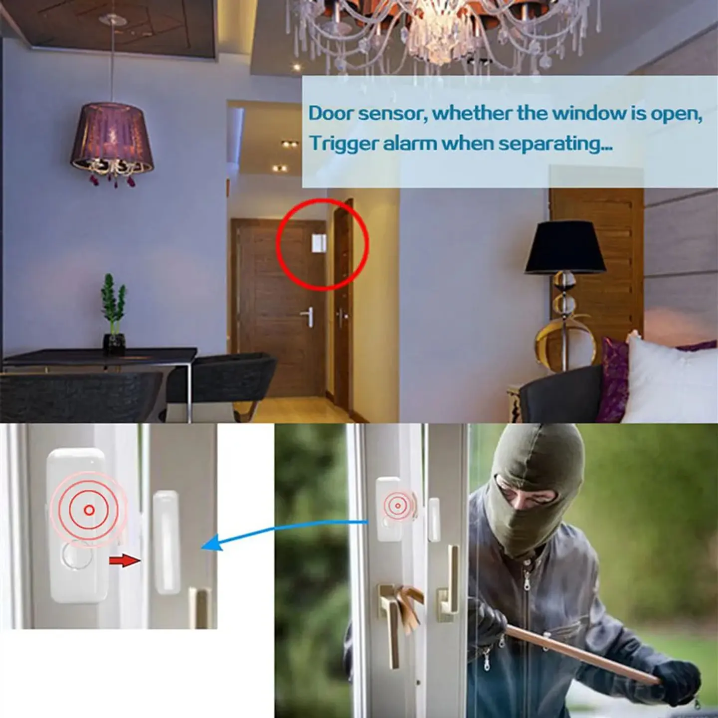 Sensor de puerta y ventana inalámbrico 433MHz 3