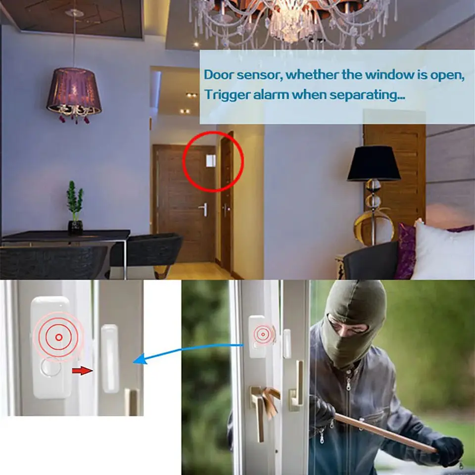 Sensor de puerta y ventana inalámbrico 433MHz 3