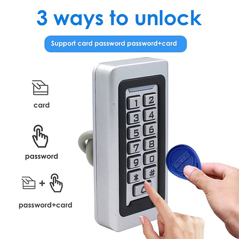 Sistema Control Acceso Teclado Metal RFID IP67