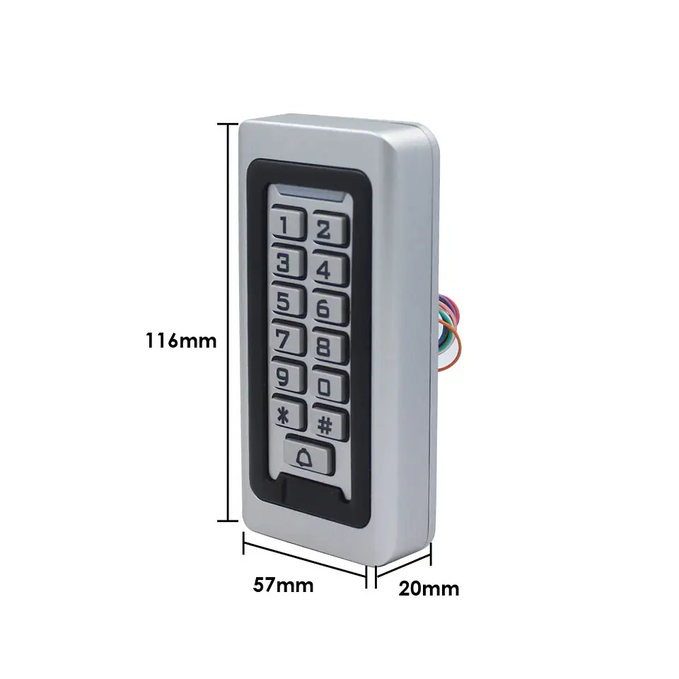Sistema Control Acceso Teclado Metal RFID IP67 4