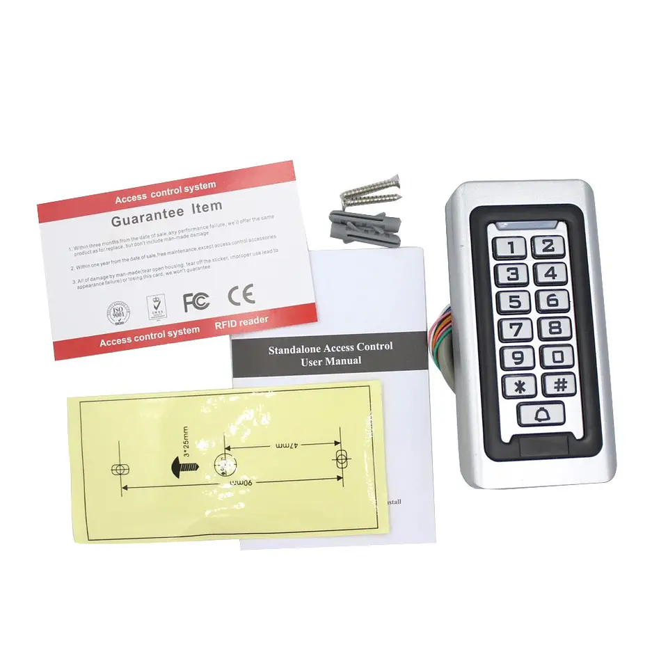 Sistema Control Acceso Teclado Metal RFID IP67 6