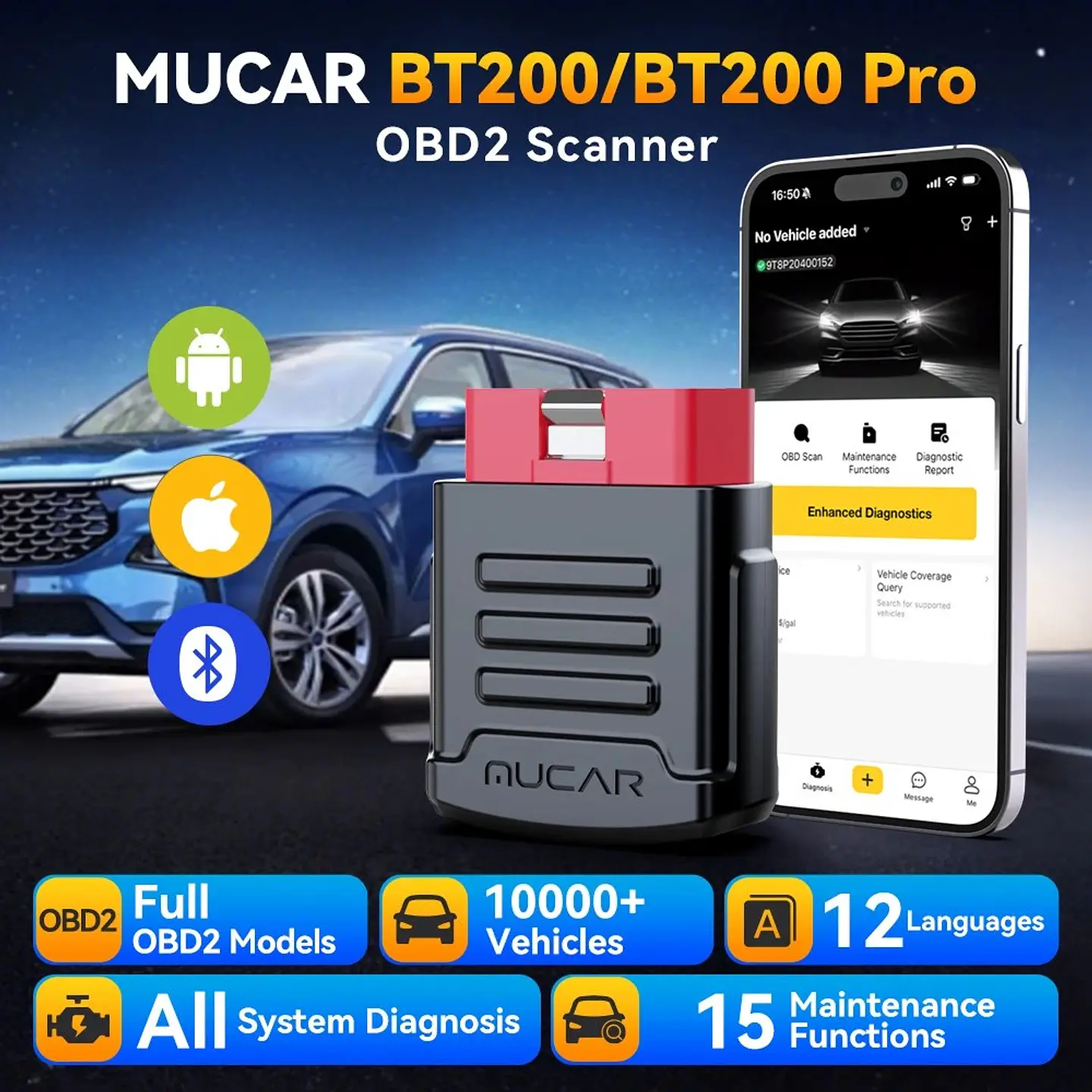Escáner OBD2 Bluetooth para diagnóstico automotriz 2