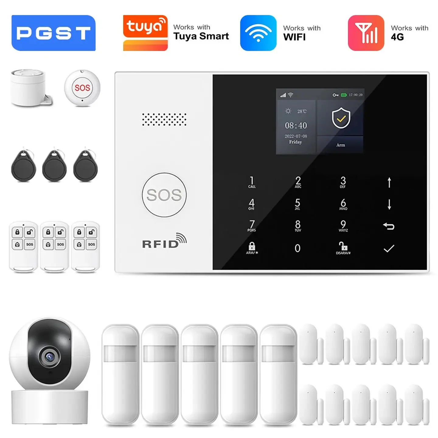 Kit de seguridad antirrobo inteligente WiFi 4G 7