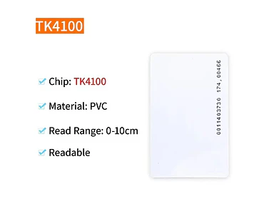 Tarjetas RFID 125KHz TK4100 para Control de Acceso