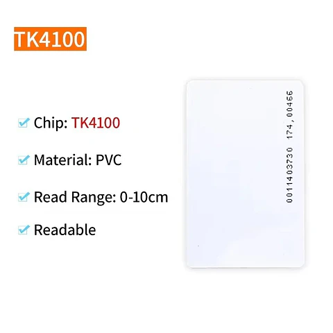 Tarjetas RFID 125KHz TK4100 para Control de Acceso