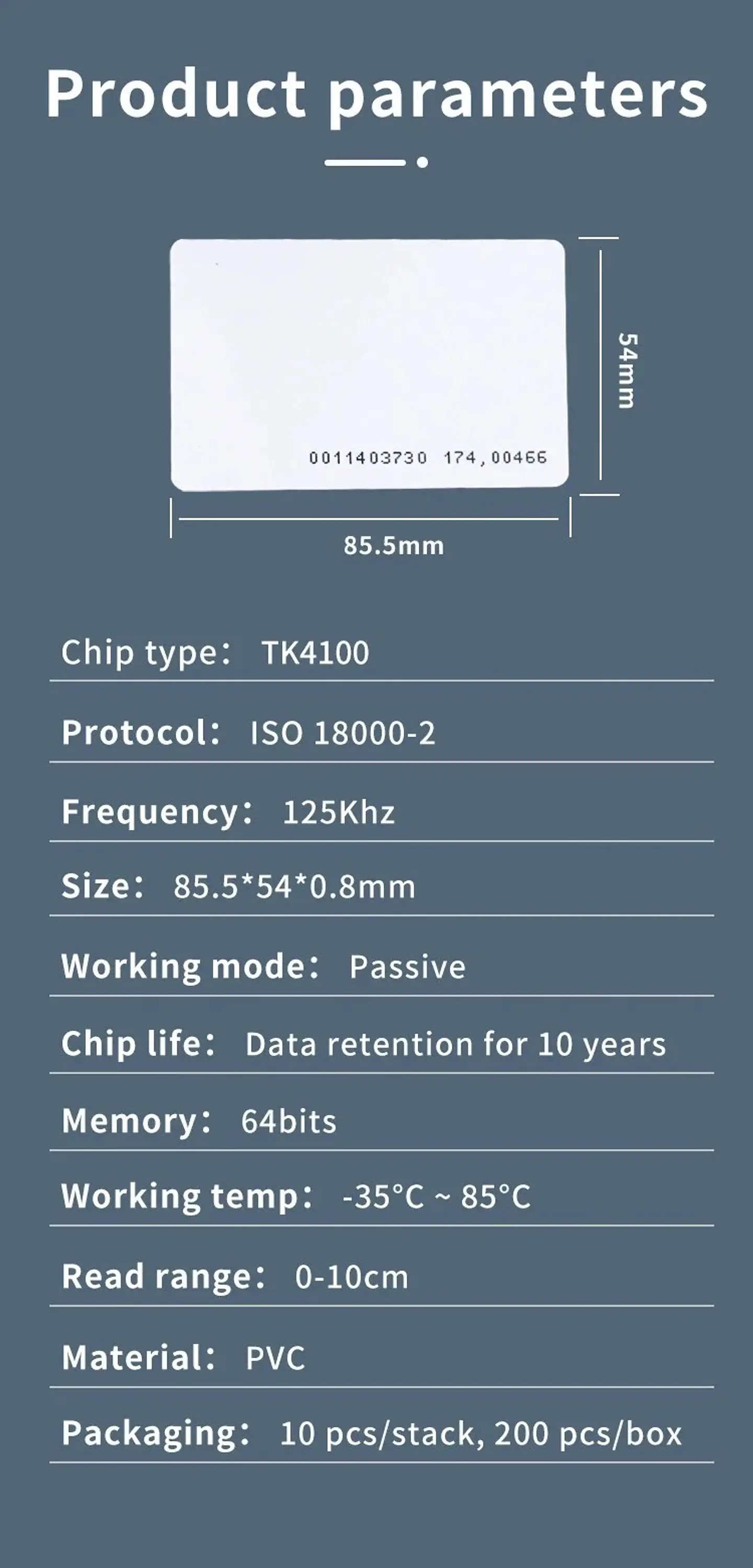 Tarjetas RFID 125KHz TK4100 para Control de Acceso 3