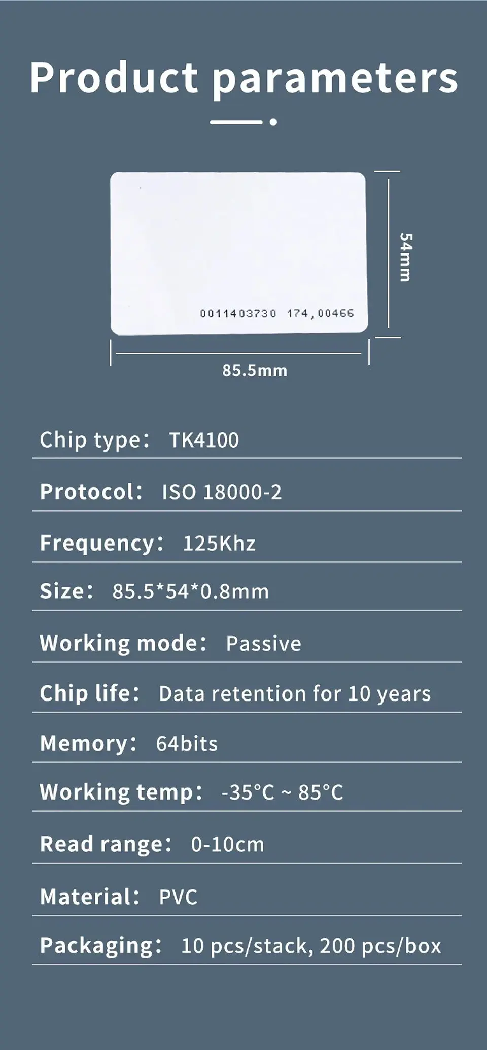 Tarjetas RFID 125KHz TK4100 para Control de Acceso 3