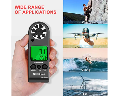 Anemómetro Digital Portátil Medidor de Velocidad del Viento