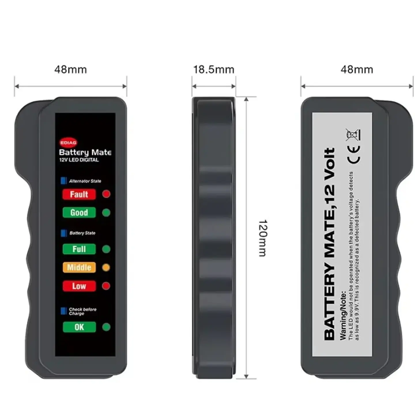Probador de batería automotriz 12V LED 5