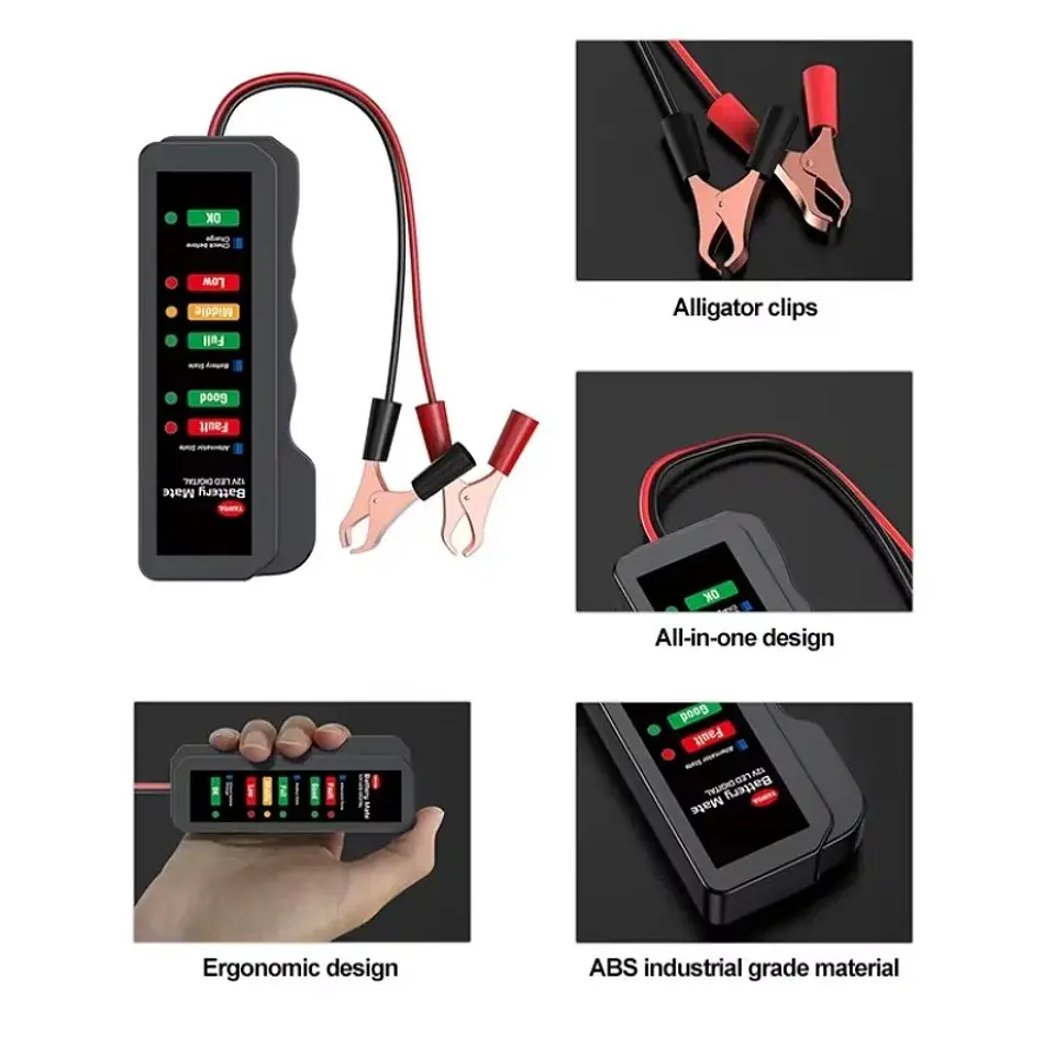 Probador de batería automotriz 12V LED 6